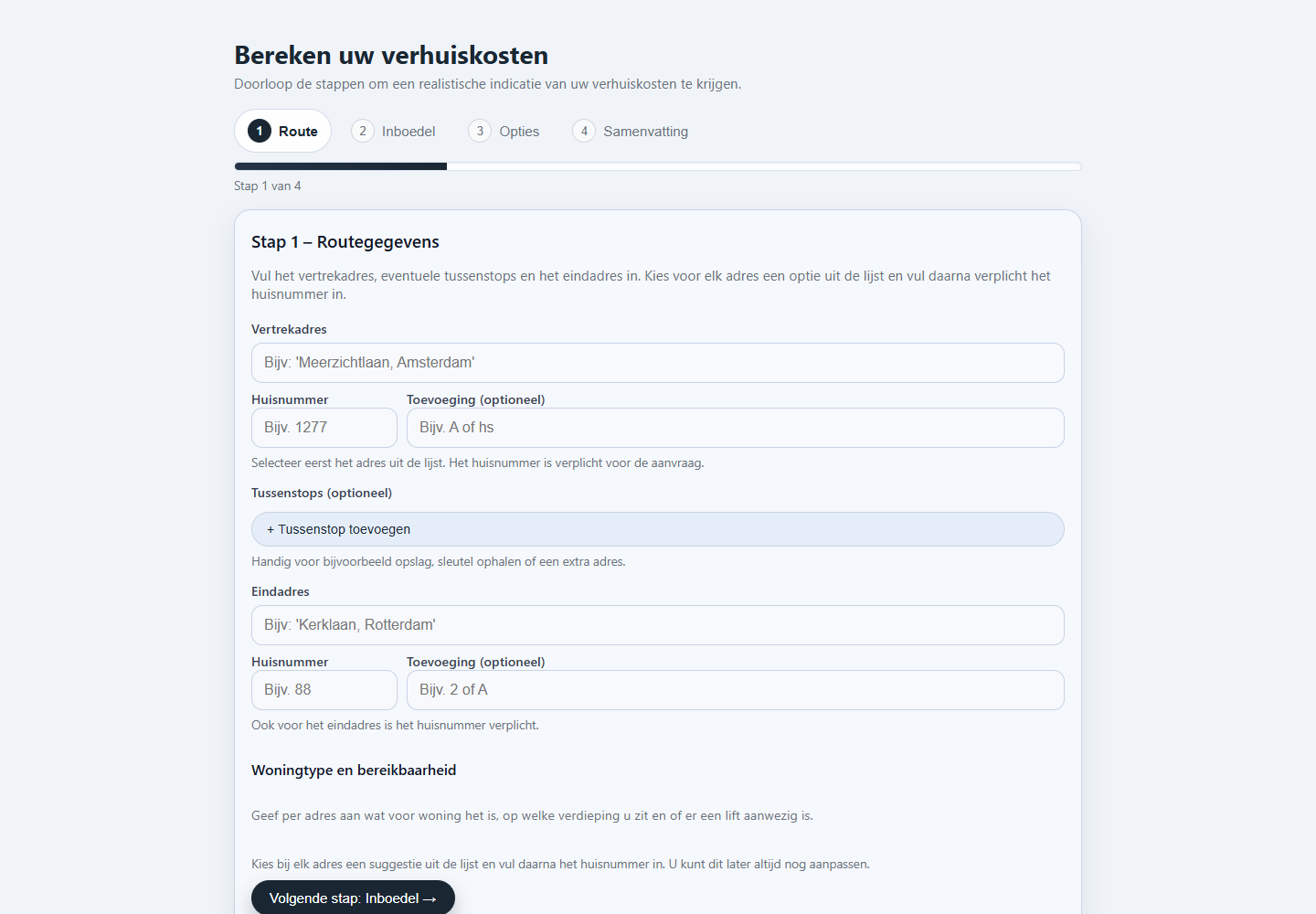 Screenshot van de verhuiskosten-rekenhulp